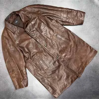 Gabardina de cuero de becerro Hugo Boss Napa talla L Foto 1 de 4