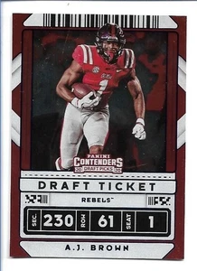 AJ Brown 2020 Panini Contenders Draft Picks Draft Ticket Blue Foil #1 - Ole Miss - Picture 1 of 2