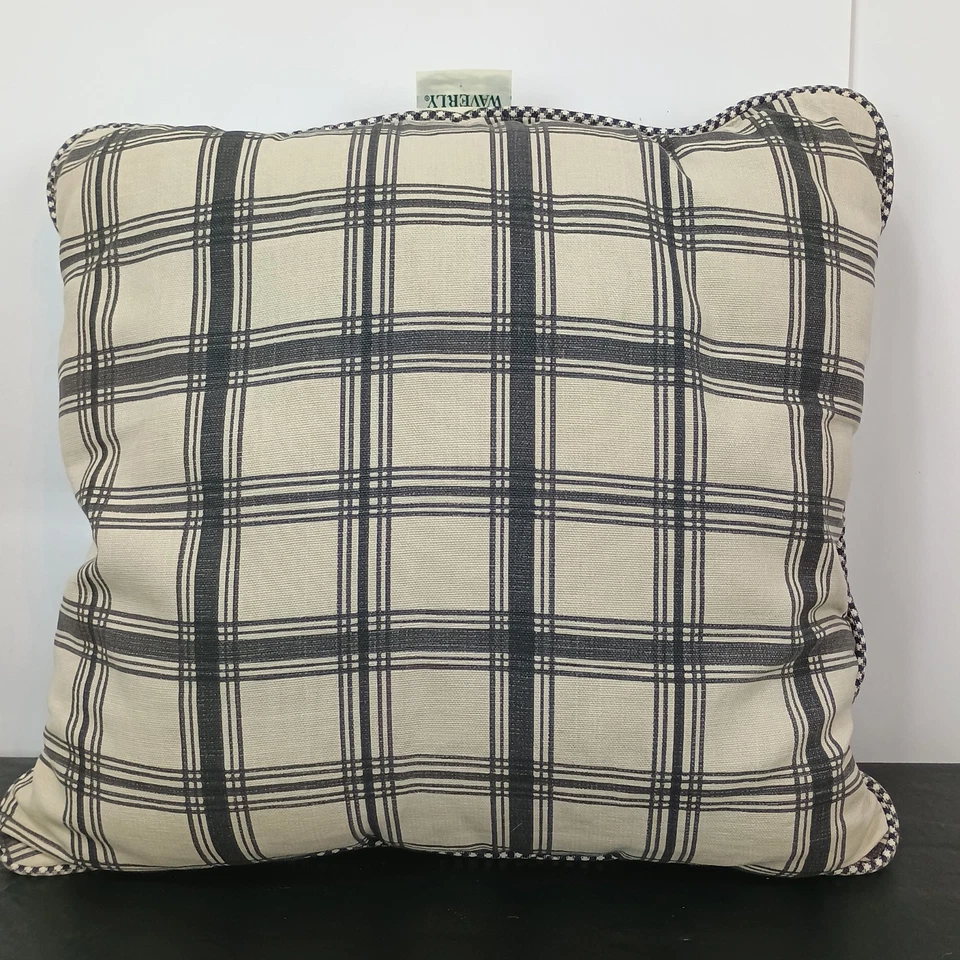Waverly садовая комната 2-сторонняя подушка черный / кремовый клетку/check 16» фермерский дом - Изображение 1 из 4