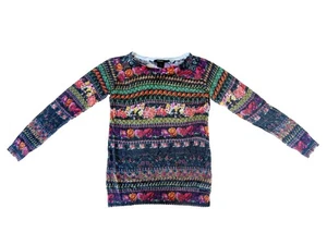 Desigual Women's Designer Floral Long-Sleeve Stretch Shirt Top - Size Medium - Picture 1 of 10