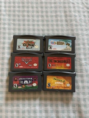 Lot Of 6 Nintendo Gameboy Advance Video Games  - Cars, Shrek 2 , Prehistorik Man - Image 1 of 4