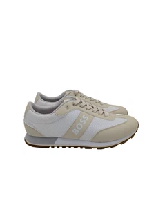 Hugo Boss Parkour Mens Trainers Open White Beige Size UK  9 50503863 - Picture 1 of 6