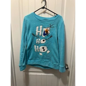 DISNEY FROZEN OLAF SNOWMAN GIRLS BLUE FLEECE GRAPHIC SWEATSHIRT SIZE M (8-10) - Picture 1 of 4