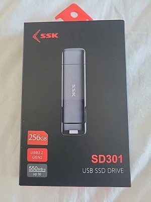 SSK 256GB External SSD USB Drive, 2-in-1 Dual Drive USB Type C and USB A 550MB/s - Image 1 of 4