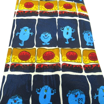 Vintage MR. MEN Cartoon Figures Neck Tie Navy Gold Red DEBENHAMS Polyester 1997 - Image 1 of 4
