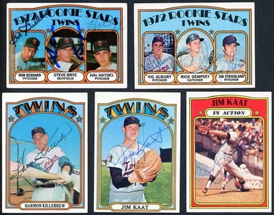 1972 Topps Group of 14 Signed Auto Minnesota Twins Cards Kaat Killebrew Albury + - Image 1 of 4