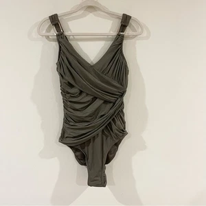 SPANX Olive Green / Brown One Piece Swimsuit Woman’s size 8 - Picture 1 of 9