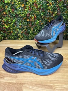 Asics Novablast 3 Athletic Running Shoes Sneakers Black Island Blue Men’s 12 GUC - Picture 1 of 10
