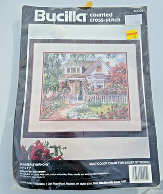 SUMMER SYMPHONY Bucilla 40925 Kit Artesanal Punto de Cruz Contado De Colección Flores 1994 Foto 1 de 4