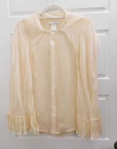 Oscar de la Renta Silk Button Down Long Sleeve Top Blouse USA sz 12 - Picture 1 of 6