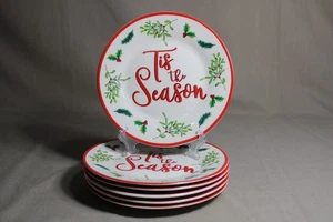 6 ROYAL NORFOLK 7 1/2" Salad Plates, "Tis The Season" Holly Berry Pattern - Imagen 1 de 3