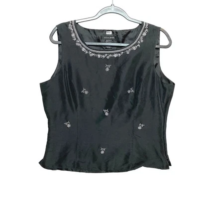 Top SILKLAND para mujer talla 10 negro sin mangas bordado de seda Foto 1 de 4