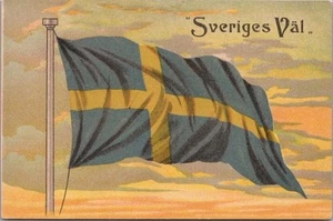 Postal de saludos patrióticos con bandera sueca de Suecia de colección de la década de 1910 "Sveriges Val" - Imagen 1 de 2