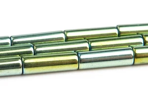 9x3MM Green Hematite Round Tube Grade AAA Gemstone Loose Beads - Picture 1 of 4