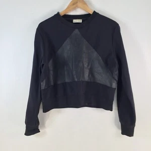 Scanlan theodore womens sweatshirt jumper size 10 black leather panel 112643 - Picture 1 of 12