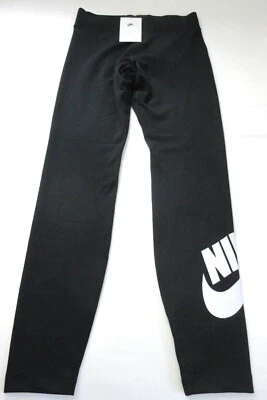 Nike Ropa Deportiva Para Mujer Essential Cintura Alta Logo Leggings Pantalones Negros Nuevos con Etiquetas Foto 1 de 3