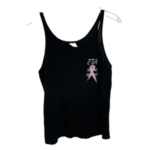 Zeta Tau Alpha ZTA Womens Tank Top S Black Sorority Greek Strikeout Cancer - Picture 1 of 10