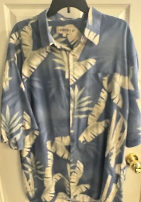 Camisa deportiva Campia de manga corta con estampado tropical azul para hombre, talla XXL 2XL Foto 1 de 4