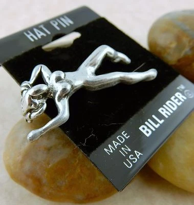 Vintage 14k gold plated or Pewter Sexy Lady hat pin, Bill Rider brand - Image 1 of 2