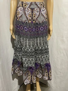 TARGET SIZE 14 TIERED PEASANT GYPSY BOHO PATTERNED COTTON MAXI SKIRT - Picture 1 of 8