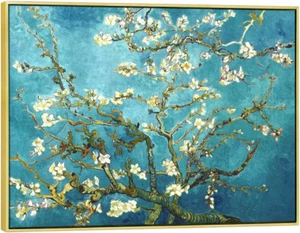 Framed Wall Art Giclee Canvas Prints of Almond Blossom by Vincent Van Gogh Paint - Picture 1 of 12