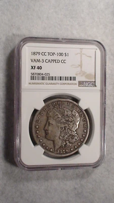 1879 CC Morgan Dollar NGC XF40 VAM 3 TOP 100 CAPPED CC CARSON CITY $1 Coin! - Image 1 of 4