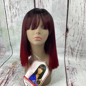 Yara Bang #TT1B/Bug Wig Blunt Cut China Bang Synthetic Classic Cap W/ Swiss Lace - Picture 1 of 7