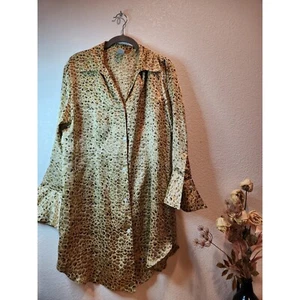 INC International Concepts 100% Silk Animal Print Pajama Top Size M Relaxed Fit - Picture 1 of 4