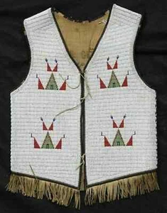 Old American Sioux Style Fully Beaded Front Suede Hide Back Powwow Vest NV51 - Bild 1 von 3