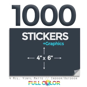 1000 pegatinas de vinilo de calidad personalizada + gráficos y envío gratuitos (4"" x 6") - Imagen 1 de 1