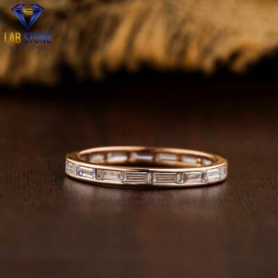 Banda simple de diamantes cultivados en laboratorio baguette de oro rosa de 18 k 1,36 TDW Foto 1 de 4