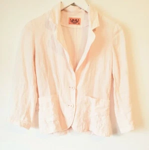 JUICY COUTURE FITTED BLAZER LINEN LIGHT PINK 3/4 SLEEVES SIZE S - Picture 1 of 3