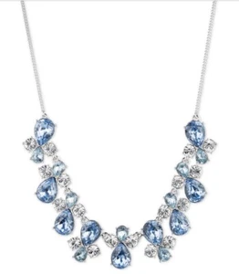 $150 Givenchy Color & Clear blue Silver Tone Statement Necklace 733 GN/z26u - Picture 1 of 9