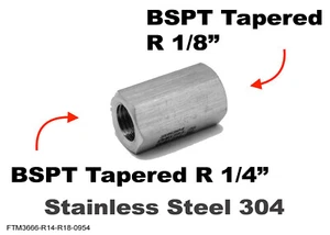 BSPT Tapered R 1/4" Female to R 1/8" Female Stainless Sensor Adaptor Fittings - Picture 1 of 5
