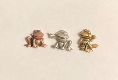 Trio de pinos de embreagem chapéu lapela lapela gravata sapo metal tom bronze prata cobre - Imagem 1 de 2