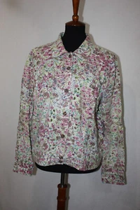 Christopher & Banks Gr. XL Pastell Blumen Jacke leichte Leinenmischung - Bild 1 von 6