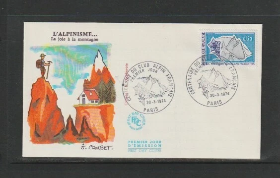 France 1974 SG2037 FDC-Centenary of French Alpine Club-Mountain & Gentian - Image 1 of 1
