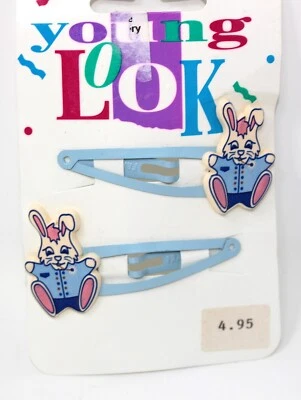 Pinzas a presión de pelo de conejo azul y rosa europeas vintage teniente (Francia) Foto 1 de 4