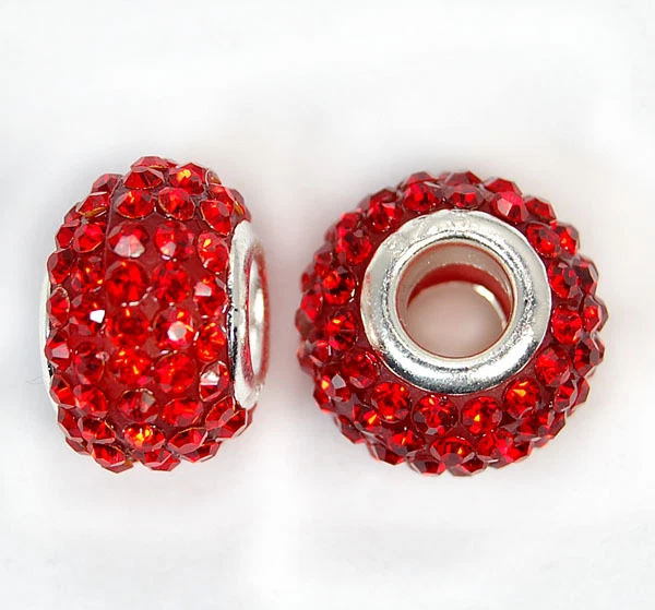 Dije espaciador rondelle pavé diamantes de imitación de cristal agujero grande 8 piezas Foto 1 de 1