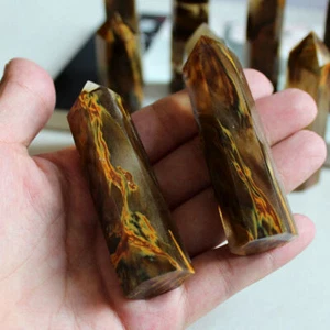 70-90mm Natural Yellow Lemurian Citrine Quartz Crystal Point Stone Wand Column - Picture 1 of 12