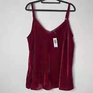 Torrid NWT Womens Sophie Red Straps Velvet Cami Top Size 0 (L/12) - Picture 1 of 9