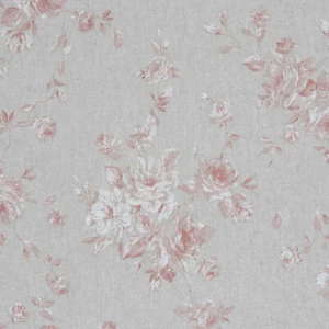 French Faded Rose 'Zen' Coral Red Fabric 140cm Vintage Style Curtains Upholstery - Picture 1 of 7