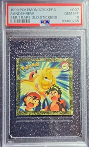 PSA 10 Gem Mint 1999 Pokemon Sticker ~ Sanshrew ~ ArtBox Series 1 Rare Gold #007 - Picture 1 of 2