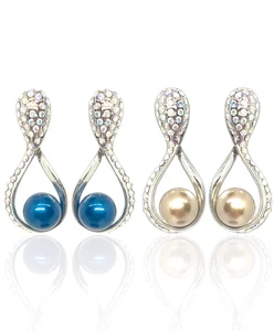 Schöne Ohrhänger Swarovski Elements Perlen Ohrringe 18K Weißgold vergoldet - Bild 1 von 6