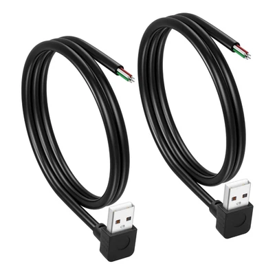 2 Cavi Corti a 4 Poli Nudi USB-A Maschio a 90 Gradi 24 AWG USB 2.0 Su Cavo Nudo, - Immagine 1 di 4