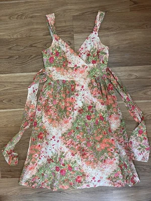 Anthropologie Plenty Tracy Reese Silk Dress Pink Floral Wrap Sleeveless Midi 6 - Image 1 of 4