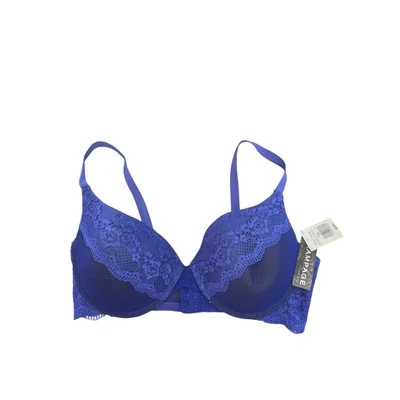 Sujetador push up de encaje Rampage Micro Fishnet 40D para mujer con aros azul nuevo con etiquetas Foto 1 de 4