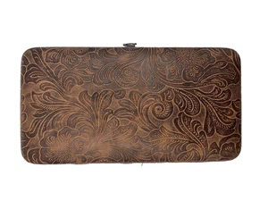 VTG The Metropolitan Faux Leather Wallet Hard Shell Case Tooled Look 90s - Picture 1 of 9