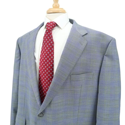 Tallia Orange Stretch Blend Gray w/ Blue Plaid Check Blazer Sport Jacket 52R - Image 1 of 4