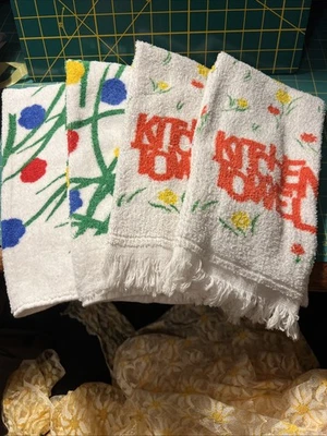 Lote de 4 Toallas de Cocina Primavera con Flores Rojo Azul Amarillo Algodón Toallas de Plato Foto 1 de 4